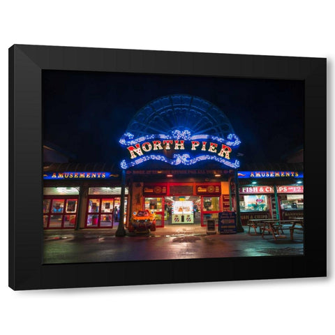 North Pier, Blackpool Black Modern Wood Framed Art Print by Frank, Assaf