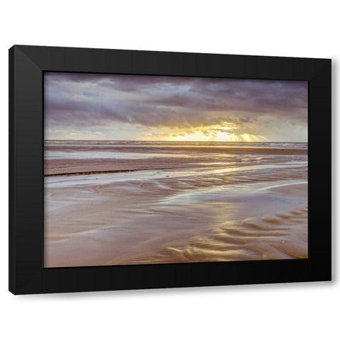 Sunset, Blackpool Beach, UK Black Modern Wood Framed Art Print by Frank, Assaf