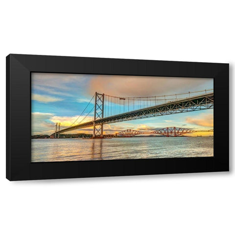 Forth Road Bridge at dusk, FTBR-1861 Black Modern Wood Framed Art Print by Frank, Assaf
