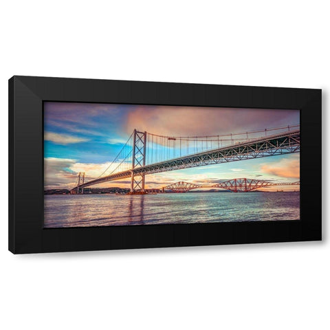 Forth Road Birdge at dusk Black Modern Wood Framed Art Print by Frank, Assaf