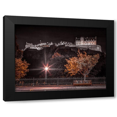 Edinburgh Castle at night, FTBR-1859 Black Modern Wood Framed Art Print by Frank, Assaf