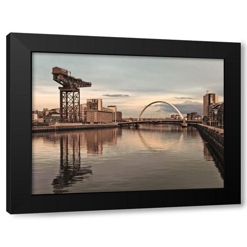 View along the river Clyde, Glasgow, FTBR-1887 Black Modern Wood Framed Art Print by Frank, Assaf