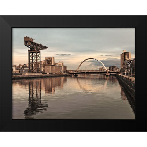 View along the river Clyde, Glasgow, FTBR-1887 Black Modern Wood Framed Art Print by Frank, Assaf