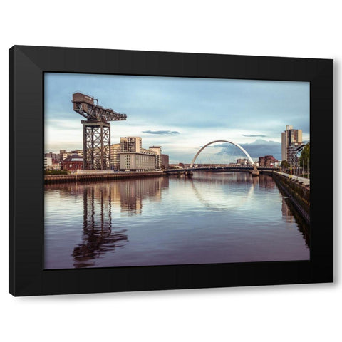 View along the river Clyde, Glasgow, FTBR-1886 Black Modern Wood Framed Art Print by Frank, Assaf