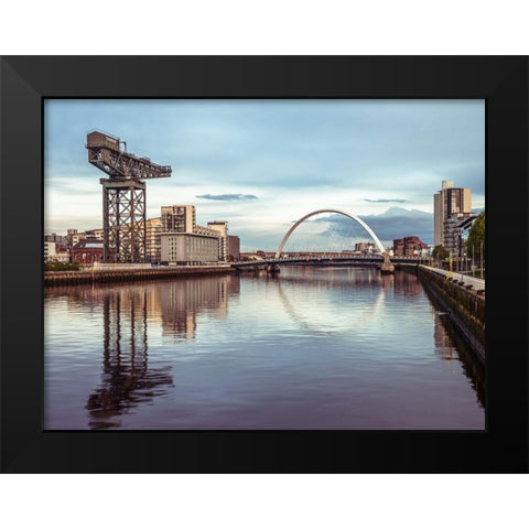 View along the river Clyde, Glasgow, FTBR-1886 Black Modern Wood Framed Art Print by Frank, Assaf