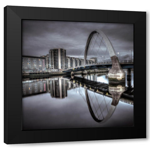 Clyde Arc bridge over river-Glasgow Black Modern Wood Framed Art Print by Frank, Assaf