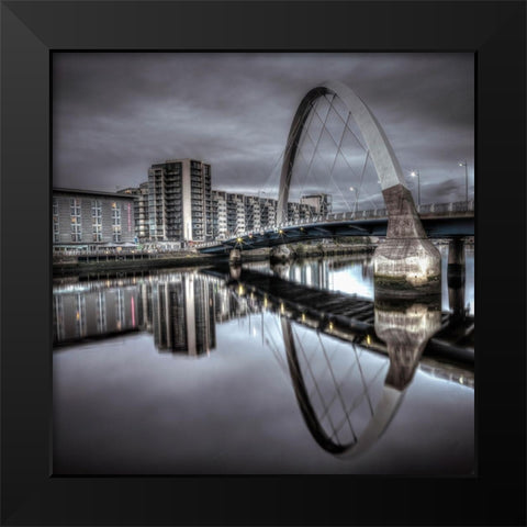 Clyde Arc bridge over river-Glasgow Black Modern Wood Framed Art Print by Frank, Assaf