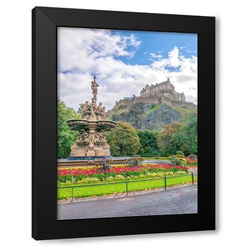 The Ross Fountain and Edinburgh Castle-Scotland Black Modern Wood Framed Art Print by Frank, Assaf