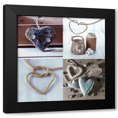 Collage of different hearts Black Modern Wood Framed Art Print by Frank, Assaf