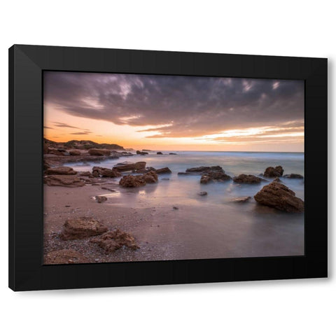 Tranquil beach Black Modern Wood Framed Art Print by Frank, Assaf