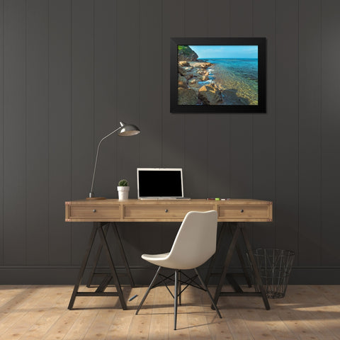 Rocky beach, Israel Black Modern Wood Framed Art Print by Frank, Assaf