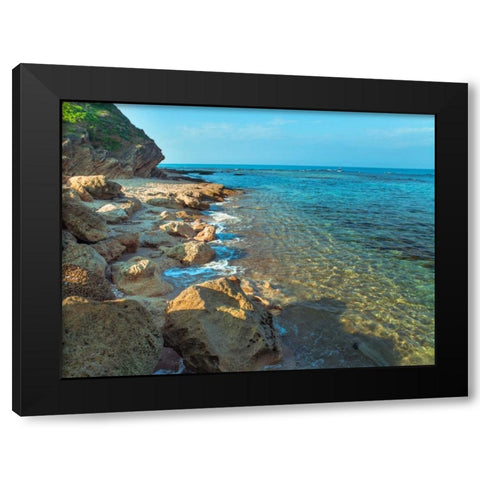 Rocky beach, Israel Black Modern Wood Framed Art Print by Frank, Assaf