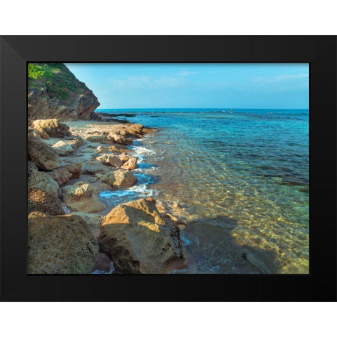 Rocky beach, Israel Black Modern Wood Framed Art Print by Frank, Assaf