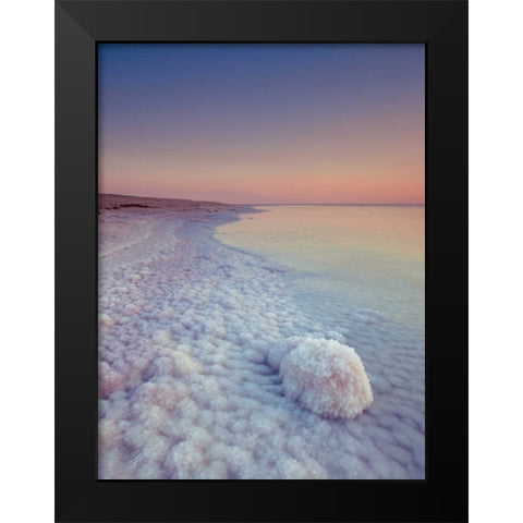 Dead sea shore at dusk, Israel Black Modern Wood Framed Art Print by Frank, Assaf