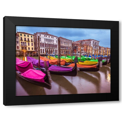 Gondolas parked on the grand canal, Venice, Italy Black Modern Wood Framed Art Print with Double Matting by Frank, Assaf