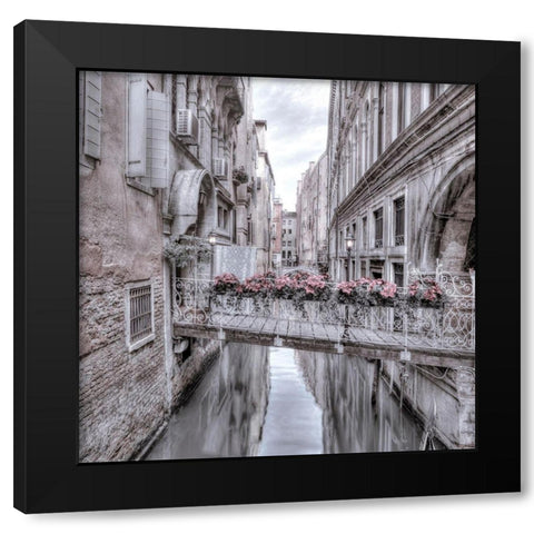 Small bridge over narrow canal-Venice-Italy Black Modern Wood Framed Art Print by Frank, Assaf