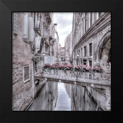 Small bridge over narrow canal-Venice-Italy Black Modern Wood Framed Art Print by Frank, Assaf