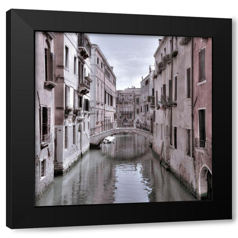 Old buildings with small bridge over narrow canal-Venice-Italy Black Modern Wood Framed Art Print by Frank, Assaf