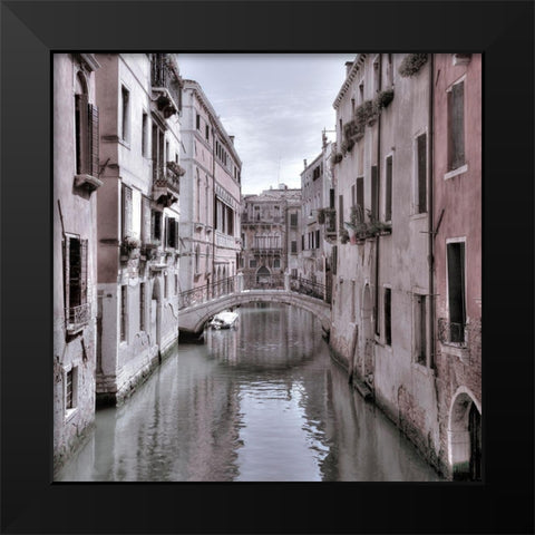 Old buildings with small bridge over narrow canal-Venice-Italy Black Modern Wood Framed Art Print by Frank, Assaf