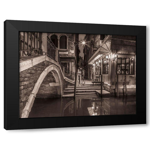Cafe by canal-Venice Black Modern Wood Framed Art Print by Frank, Assaf