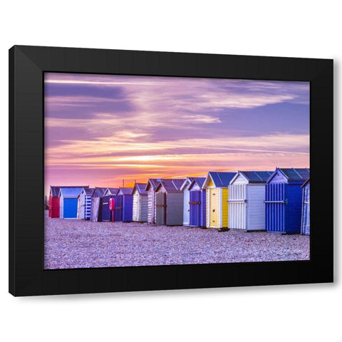 Beach huts, Hayling Island, UK Black Modern Wood Framed Art Print by Frank, Assaf