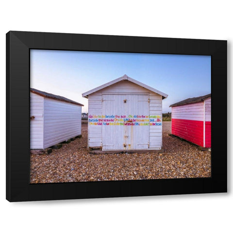 Umbrella on the beach at sunset Black Modern Wood Framed Art Print with Double Matting by Frank, Assaf