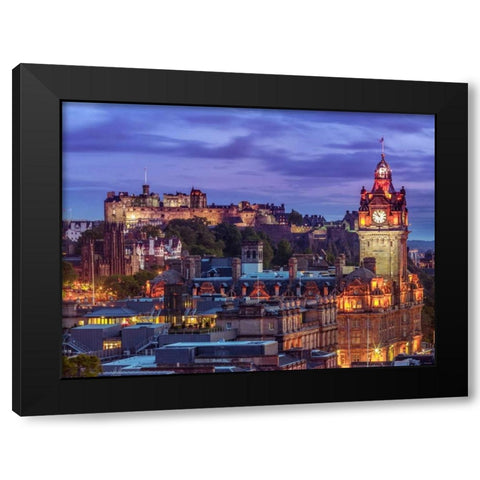 Edinburgh Castle and The Balmoral Hotel, Scotland Black Modern Wood Framed Art Print by Frank, Assaf