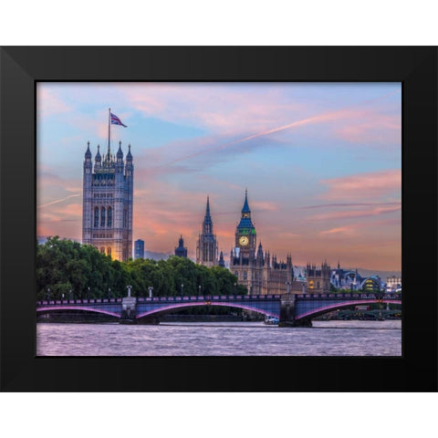 Westminster Abby from river thames, London, UK Black Modern Wood Framed Art Print by Frank, Assaf