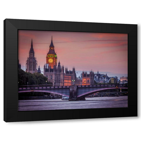 Big Ben from river thames, London, UK Black Modern Wood Framed Art Print by Frank, Assaf