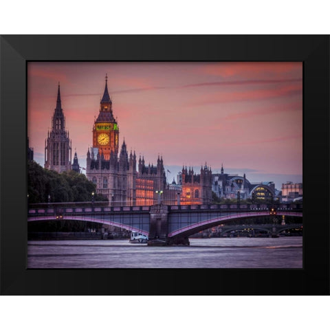 Big Ben from river thames, London, UK Black Modern Wood Framed Art Print by Frank, Assaf