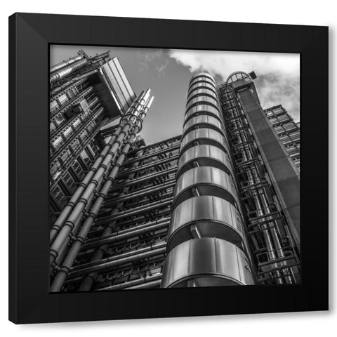 Low angle view of Lloyds building, London, UK Black Modern Wood Framed Art Print by Frank, Assaf
