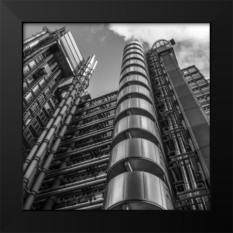 Low angle view of Lloyds building, London, UK Black Modern Wood Framed Art Print by Frank, Assaf