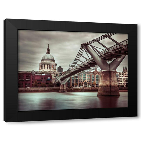 Millennium Bridge-London Black Modern Wood Framed Art Print by Frank, Assaf