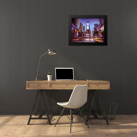 Times square, New York Black Modern Wood Framed Art Print by Frank, Assaf
