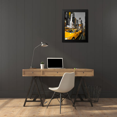 Cabs on Broadway, Times square, New York Black Modern Wood Framed Art Print by Frank, Assaf