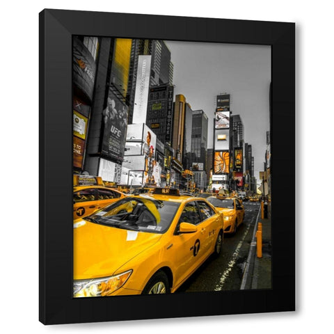 Cabs on Broadway, Times square, New York Black Modern Wood Framed Art Print by Frank, Assaf