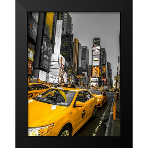 Cabs on Broadway, Times square, New York Black Modern Wood Framed Art Print by Frank, Assaf