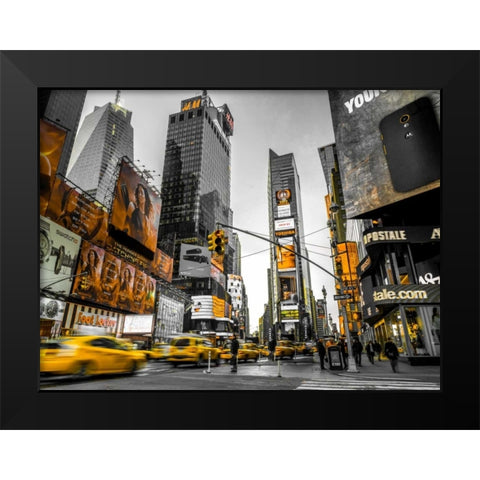 Taxi on broadway, New York Black Modern Wood Framed Art Print by Frank, Assaf