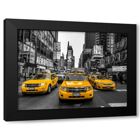 Taxi on broadway, New York Black Modern Wood Framed Art Print by Frank, Assaf