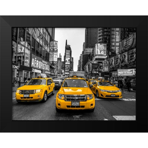 Taxi on broadway, New York Black Modern Wood Framed Art Print by Frank, Assaf