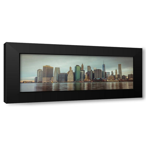 Lower Manhattan skyline, New York Black Modern Wood Framed Art Print by Frank, Assaf