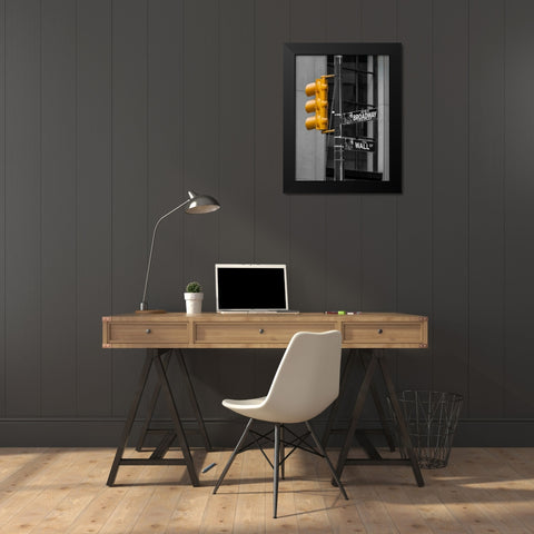 Traffic lights with street signs - New York City Black Modern Wood Framed Art Print by Frank, Assaf