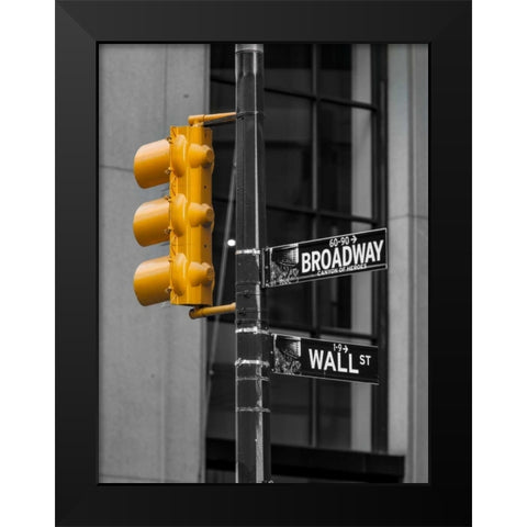 Traffic lights with street signs - New York City Black Modern Wood Framed Art Print by Frank, Assaf