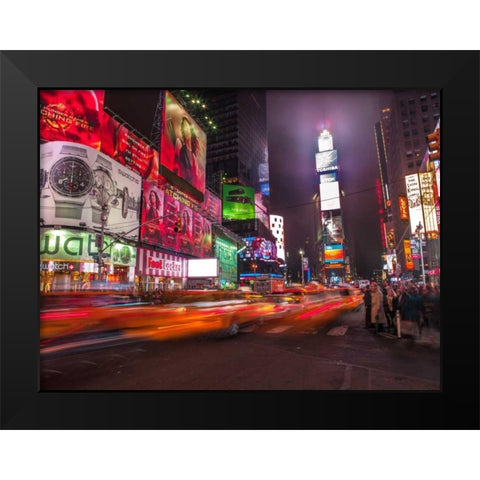 View of Broadway and Times Square at night - New York Black Modern Wood Framed Art Print by Frank, Assaf