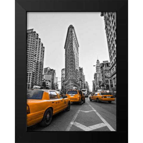 Traffic in front of Flatiron Building, Manhattan, New York Black Modern Wood Framed Art Print by Frank, Assaf
