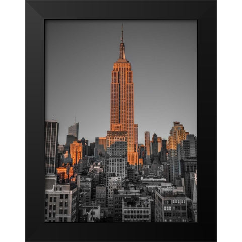 Empire State Building with New York City Manhattan skyline with skyscrapers Black Modern Wood Framed Art Print by Frank, Assaf