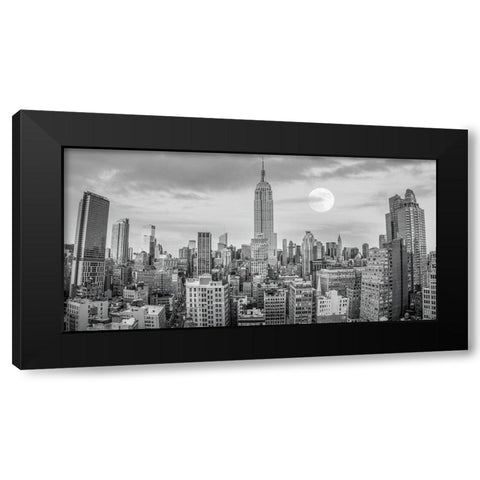 Empire State Building with Manhattan skyline - New York City Black Modern Wood Framed Art Print with Double Matting by Frank, Assaf