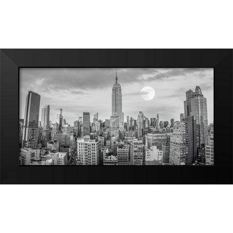 Empire State Building with Manhattan skyline - New York City Black Modern Wood Framed Art Print by Frank, Assaf