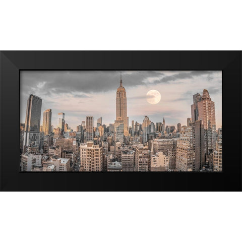 Empire State Building with Manhattan skyline - New York City Black Modern Wood Framed Art Print by Frank, Assaf