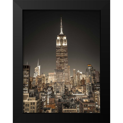 Empire State Building with New York City Manhattan skyline with skyscrapers, FTBR-1897 Black Modern Wood Framed Art Print by Frank, Assaf